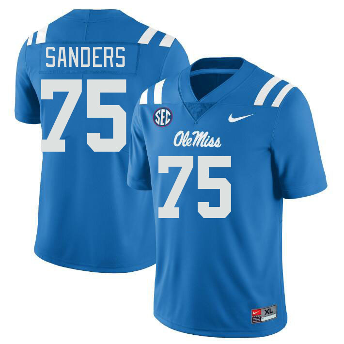 Men #75 Brycen Sanders Ole Miss Rebels College Football Jerseys Stitched Sale-Power Blue
